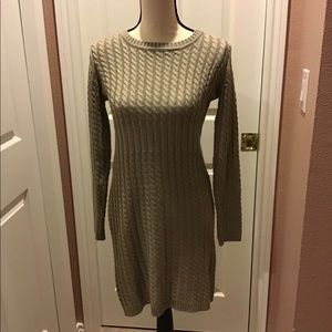 Calvin Klein Gold Long Sleeves Sweater Dress